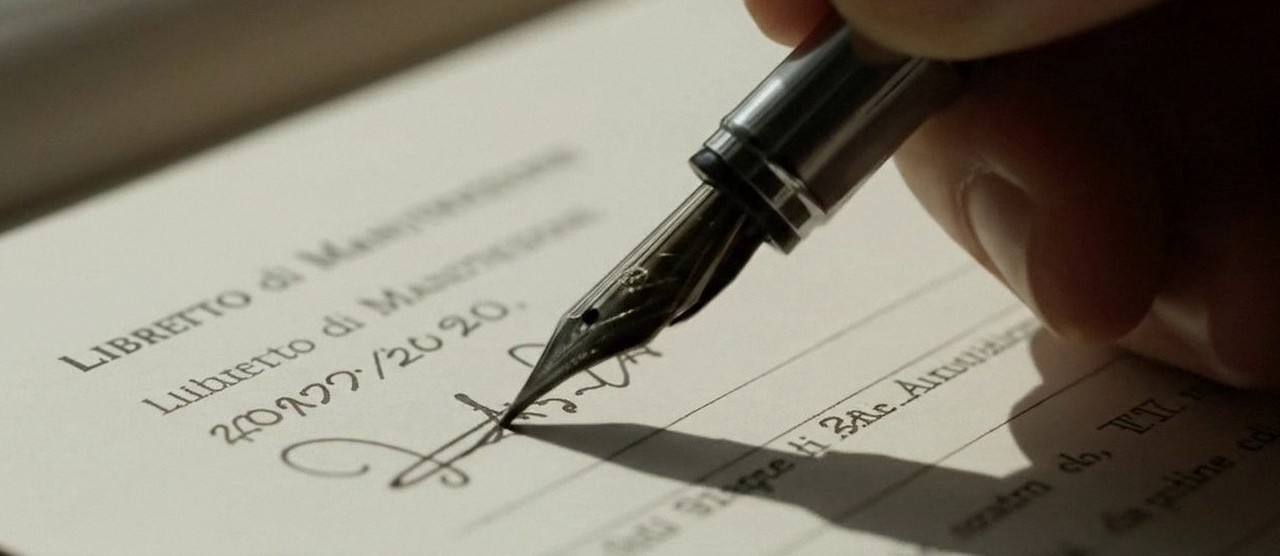 Firma sul libretto dell'impianto dopo l'intervento, per la dichiarazione di conformità di una caldaia Riello a Castelnuovo del Garda