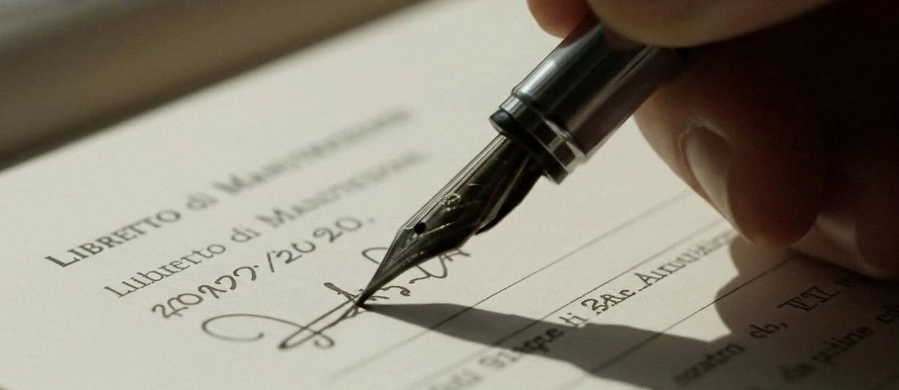 Firma sul libretto dell'impianto dopo l'intervento, per la dichiarazione di conformità di una caldaia Riello a Grezzana