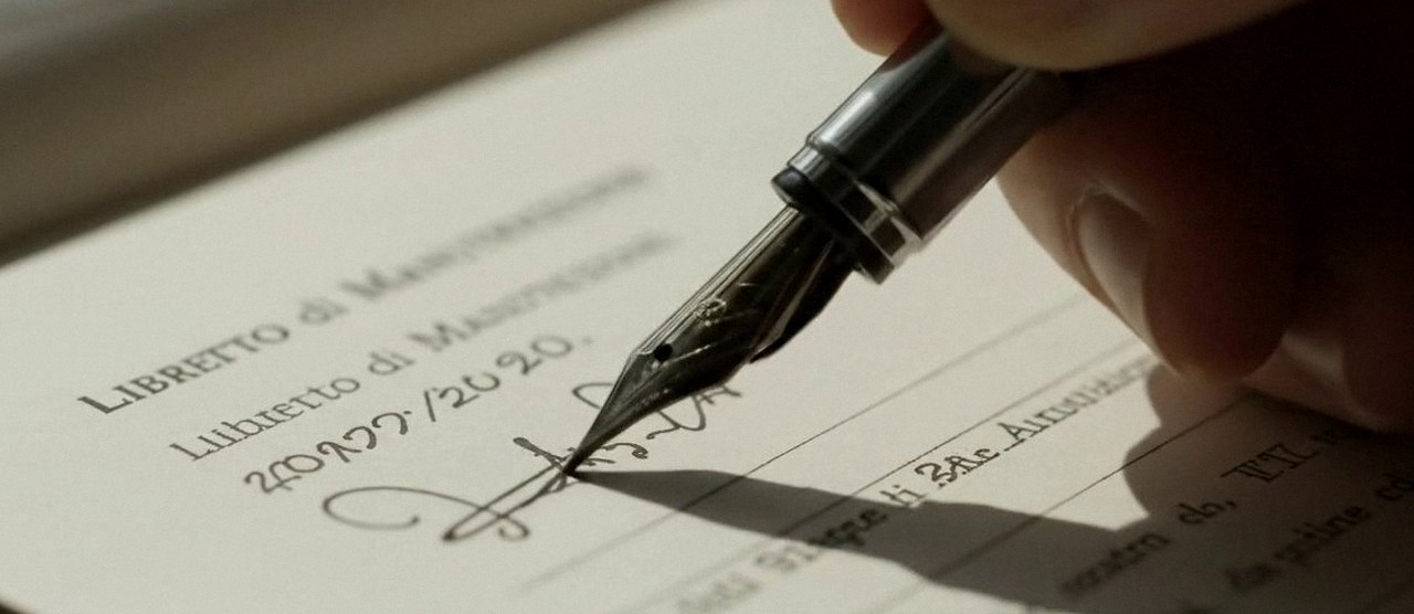 Firma sul libretto dell'impianto dopo l'intervento, per la dichiarazione di conformità di una caldaia Riello a Nogara