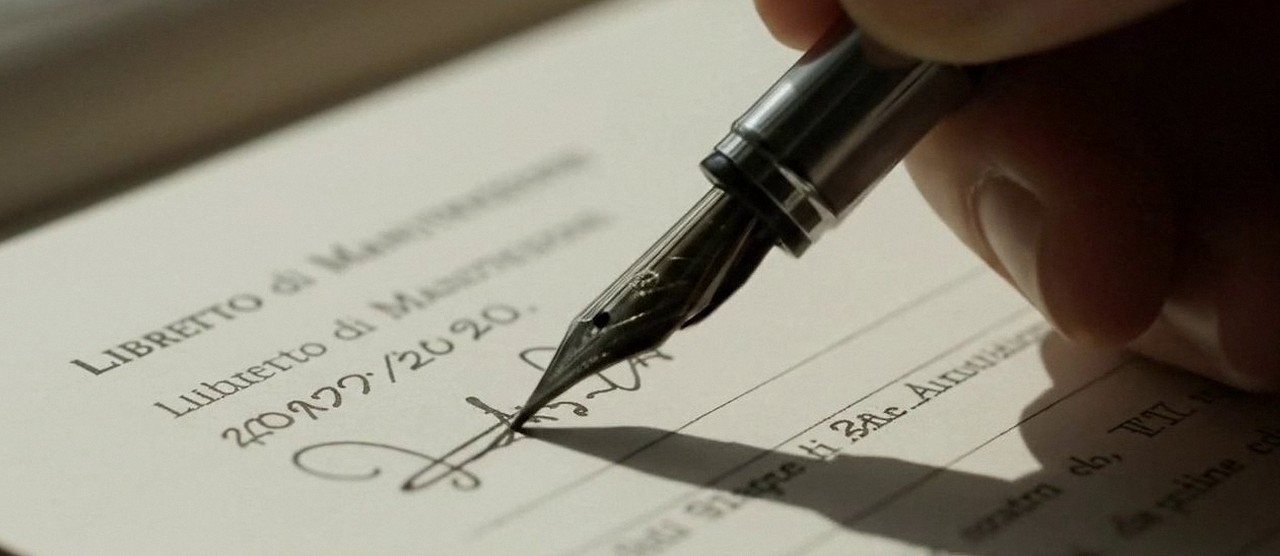 Firma sul libretto dell'impianto dopo l'intervento, per la dichiarazione di conformità di una caldaia Riello a Sant’Ambrogio di Valpolicella