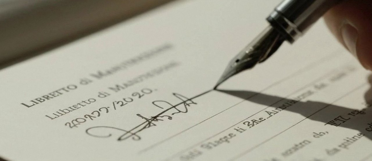 Firma sul libretto dell'impianto dopo l'intervento, per la dichiarazione di conformità di una caldaia Unical a Castelnuovo del Garda