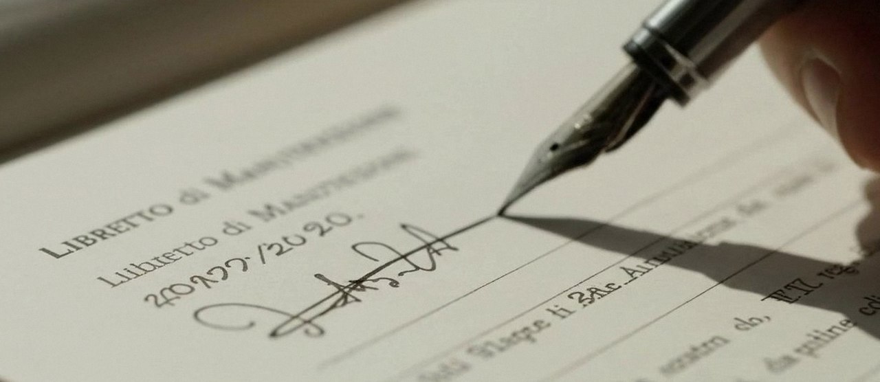 Firma sul libretto dell'impianto dopo l'intervento, per la dichiarazione di conformità di una caldaia Unical a Torri del Benaco