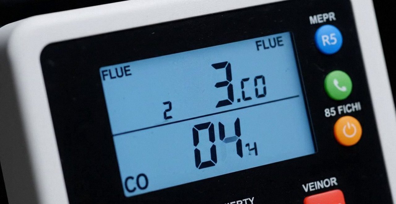 Analizzatore di combustione con le misure dei fumi, per leggere il codice errore di una caldaia Vaillant a Nogara