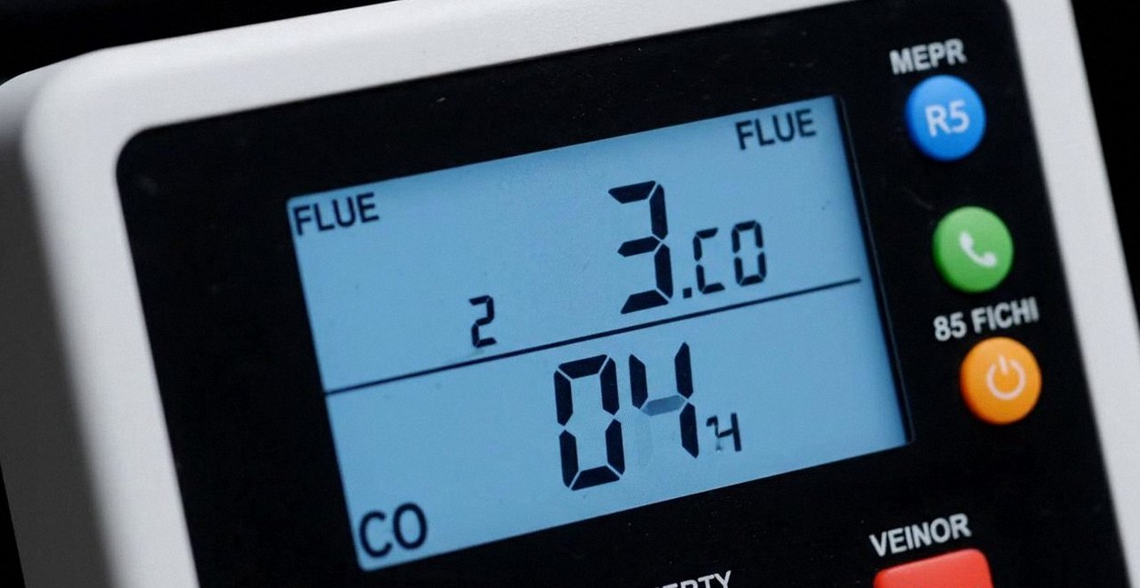 Analizzatore di combustione con le misure dei fumi, per leggere il codice errore di una caldaia Vaillant a Sommacampagna