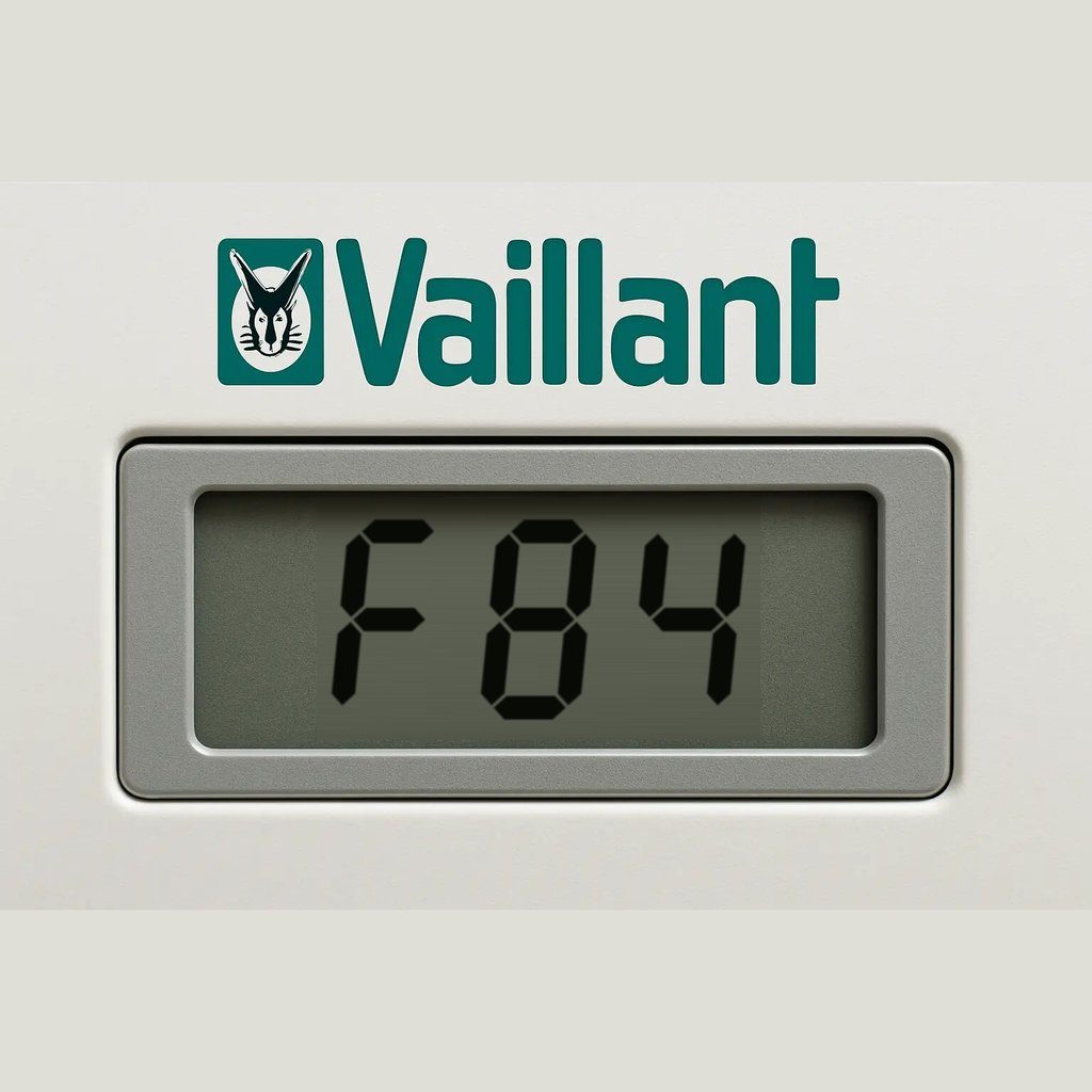 Display di una caldaia Vaillant con il codice errore F84: differenza di temperatura non plausibile