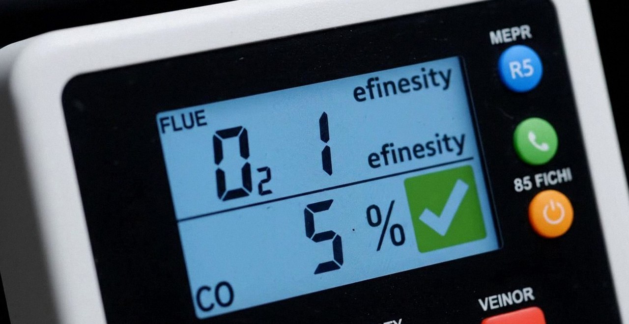 Analizzatore di combustione con l'esito positivo della prova, durante l'installazione di una caldaia Vaillant a Lavagno