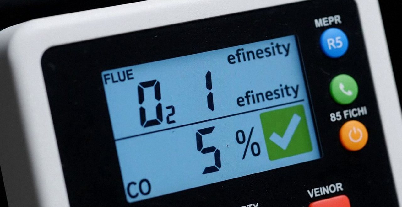 Analizzatore di combustione con l'esito positivo della prova, durante l'installazione di una caldaia Vaillant a Valeggio sul Mincio