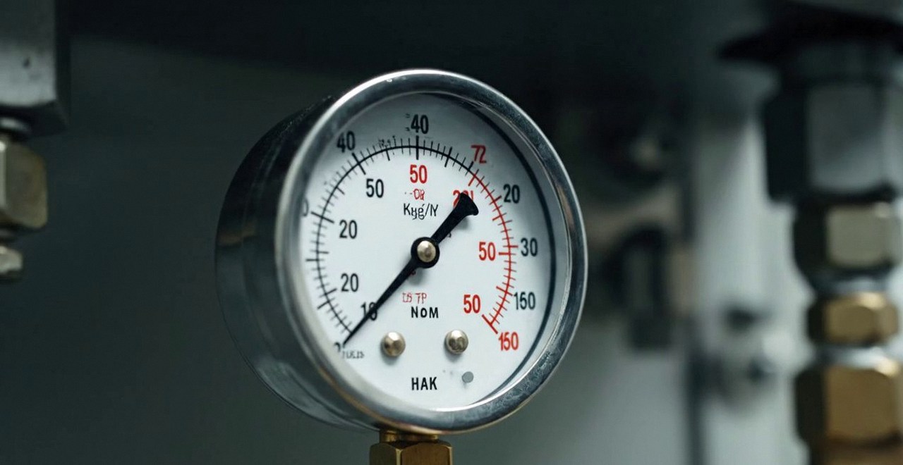 Tecnico che controlla il manometro della pressione dell'impianto, Verona e provincia, durante il lavaggio chimico dell'impianto di una caldaia Vaillant a San Bonifacio