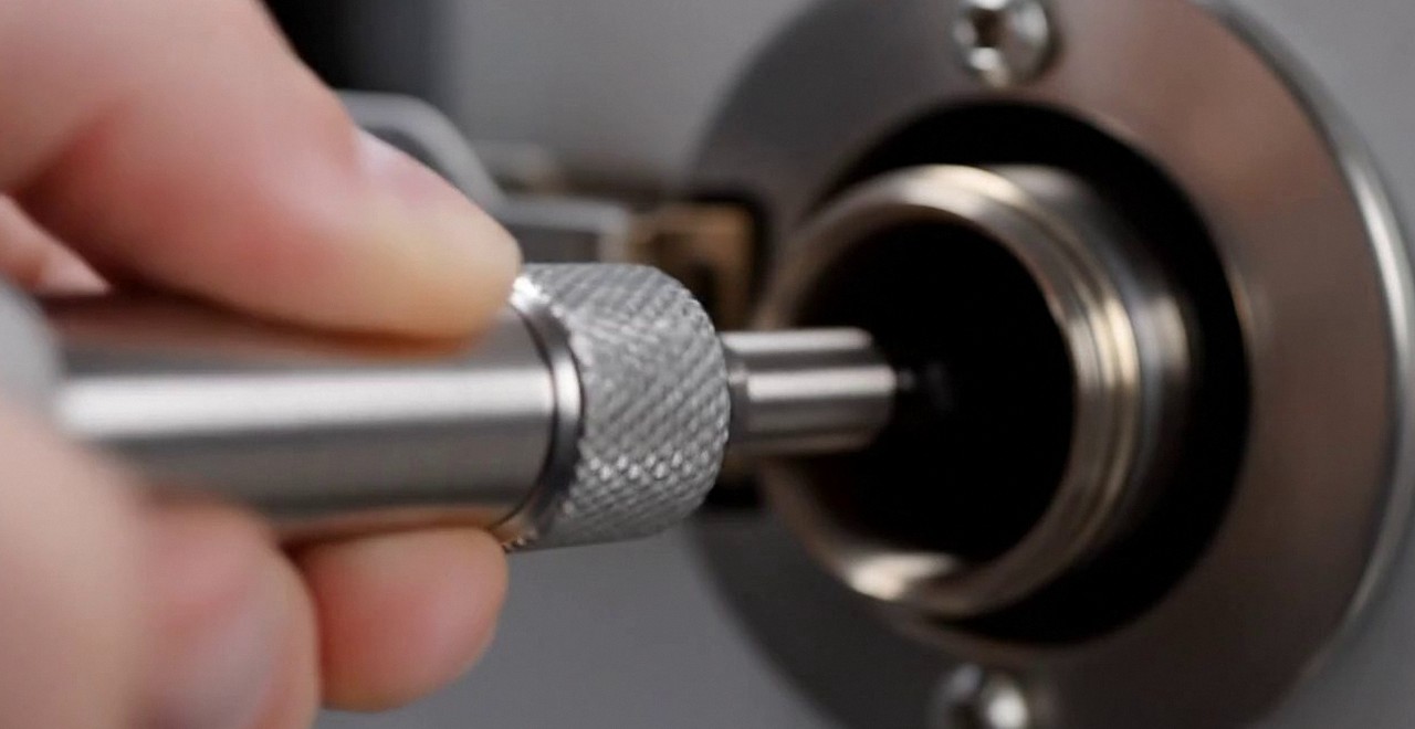 Sonda dell'analizzatore inserita nel condotto dei fumi, durante la manutenzione di una caldaia Vaillant a Pescantina
