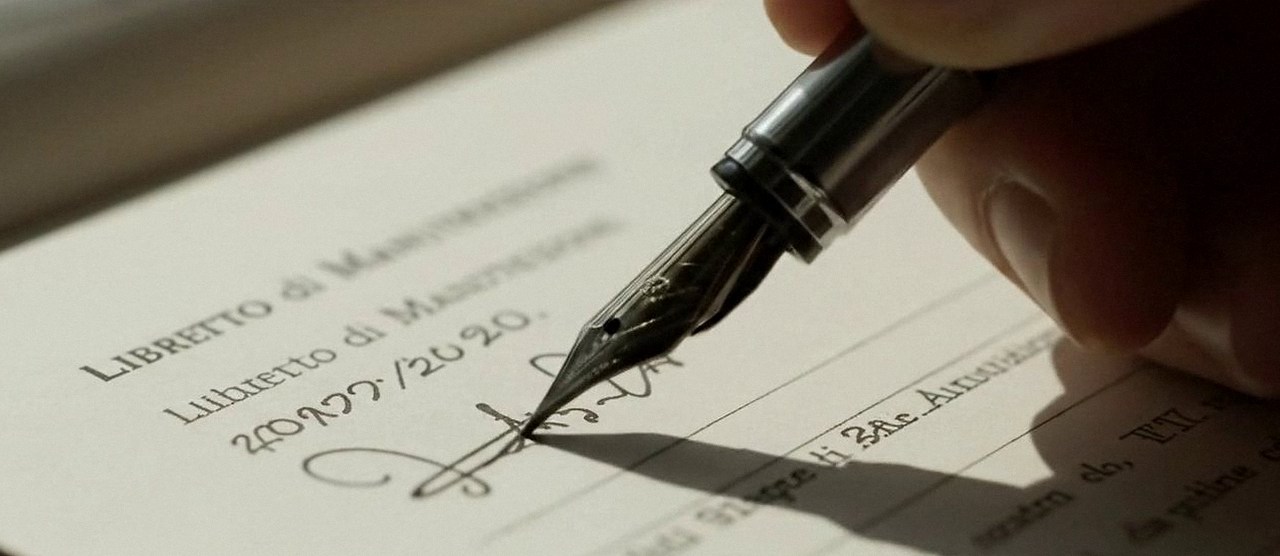Firma sul libretto dell'impianto dopo l'intervento, durante la manutenzione di una caldaia Vaillant a Peschiera del Garda