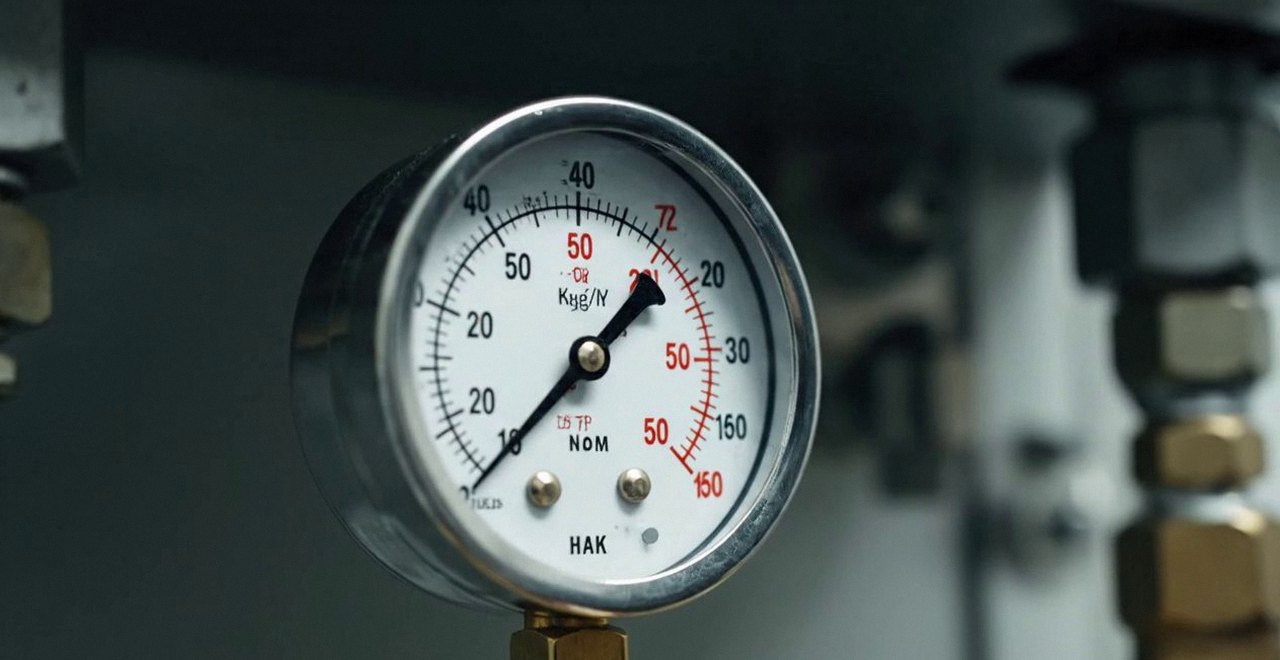 Tecnico che controlla il manometro della pressione dell'impianto, durante la manutenzione di una caldaia Vaillant a San Bonifacio