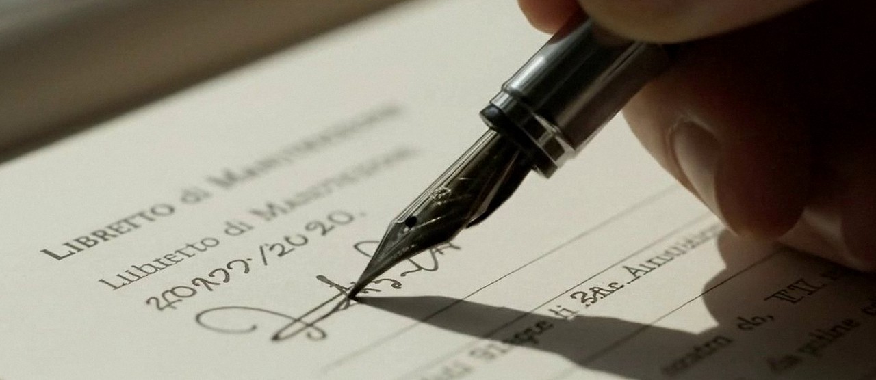 Firma sul libretto dell'impianto dopo l'intervento, durante la manutenzione di una caldaia Vaillant a San Martino Buon Albergo
