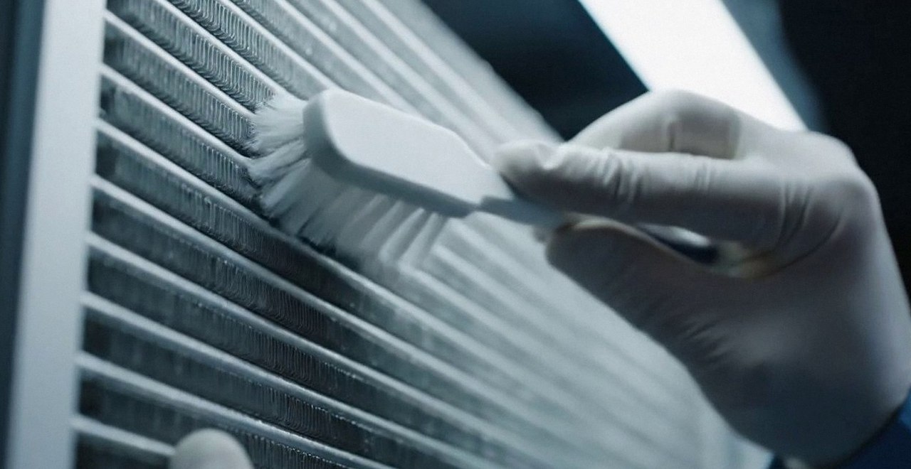 Tecnico che pulisce lo scambiatore di calore della caldaia, Verona e provincia, durante un pronto intervento di una caldaia Vaillant a San Pietro in Cariano