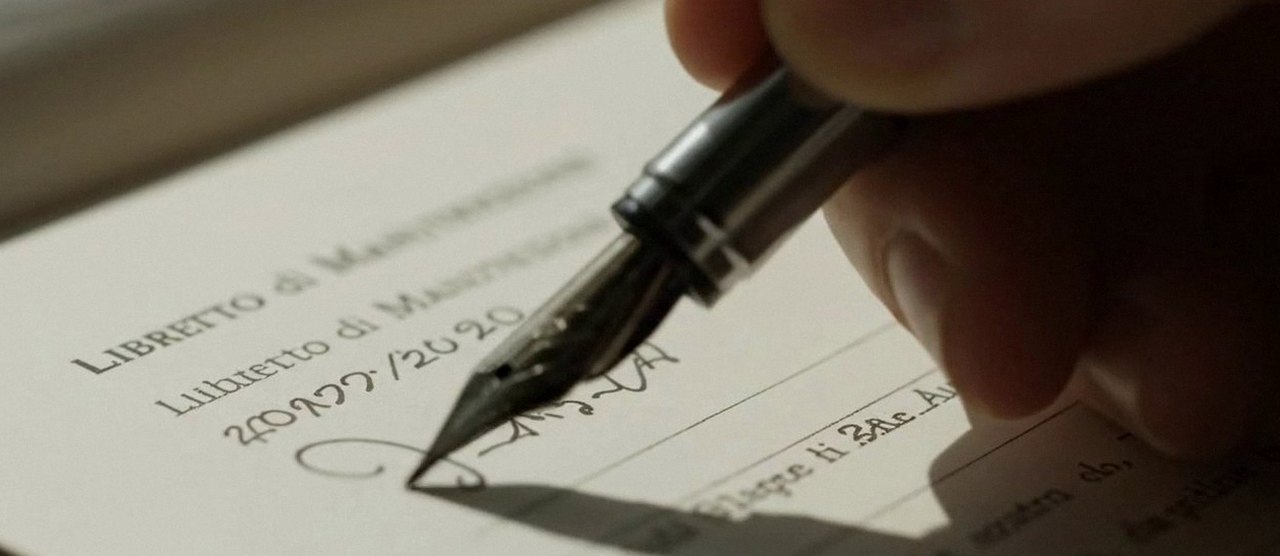Firma sul libretto dell'impianto dopo l'intervento, per la dichiarazione di conformità di una caldaia Viessmann a Bardolino
