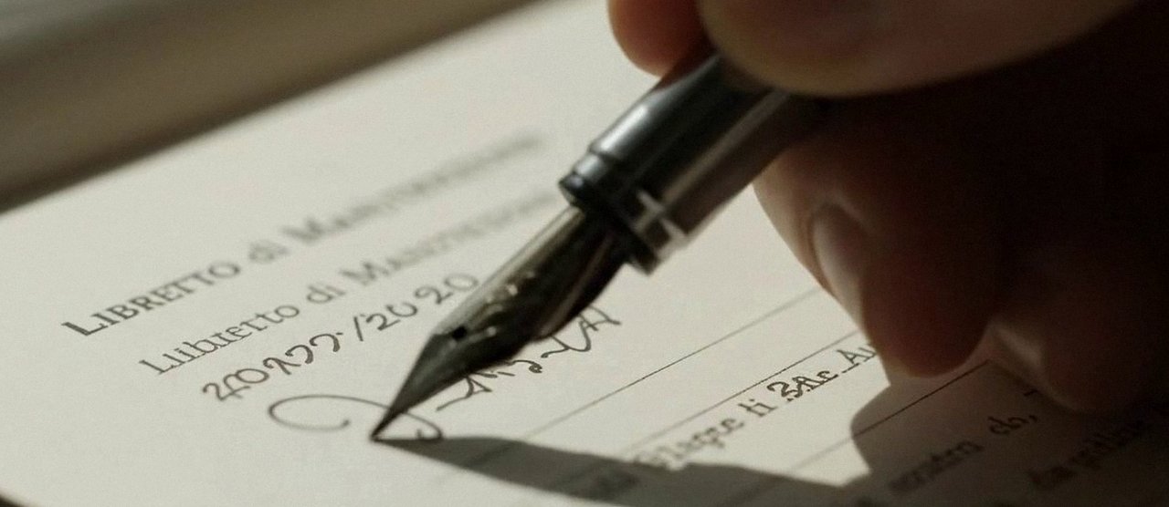 Firma sul libretto dell'impianto dopo l'intervento, per la dichiarazione di conformità di una caldaia Viessmann a Caldiero