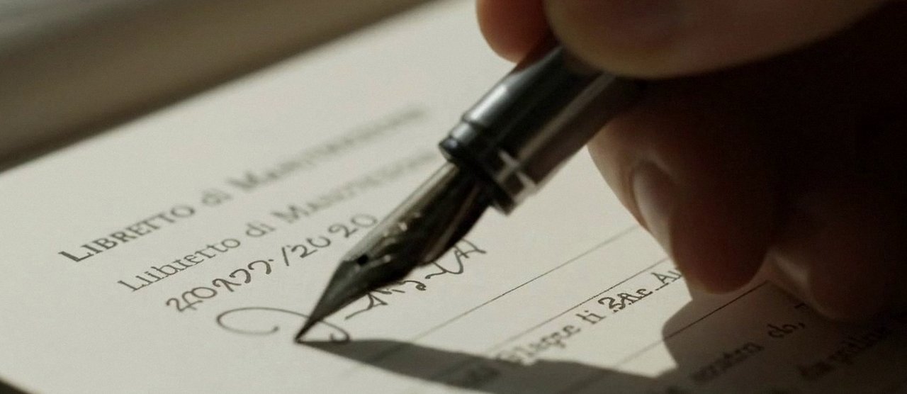 Firma sul libretto dell'impianto dopo l'intervento, per la dichiarazione di conformità di una caldaia Viessmann a Lazise