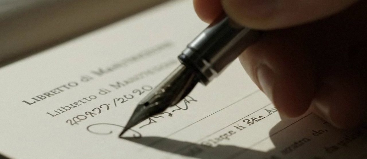 Firma sul libretto dell'impianto dopo l'intervento, per la dichiarazione di conformità di una caldaia Viessmann a San Martino Buon Albergo