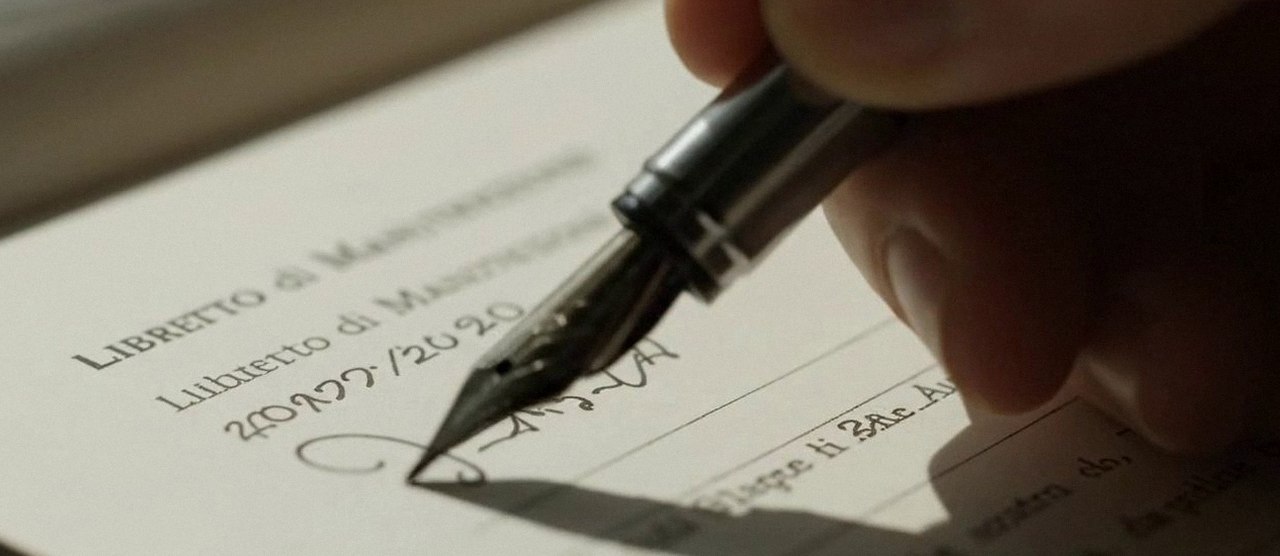Firma sul libretto dell'impianto dopo l'intervento, per la dichiarazione di conformità di una caldaia Viessmann a San Pietro in Cariano