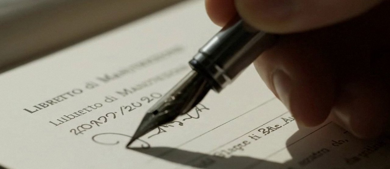 Firma sul libretto dell'impianto dopo l'intervento, per la dichiarazione di conformità di una caldaia Viessmann a Sant’Ambrogio di Valpolicella