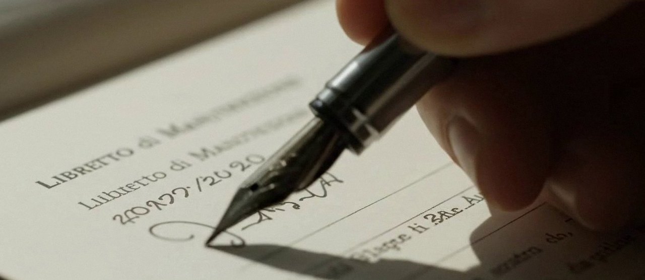 Firma sul libretto dell'impianto dopo l'intervento, per la dichiarazione di conformità di una caldaia Viessmann a Sommacampagna