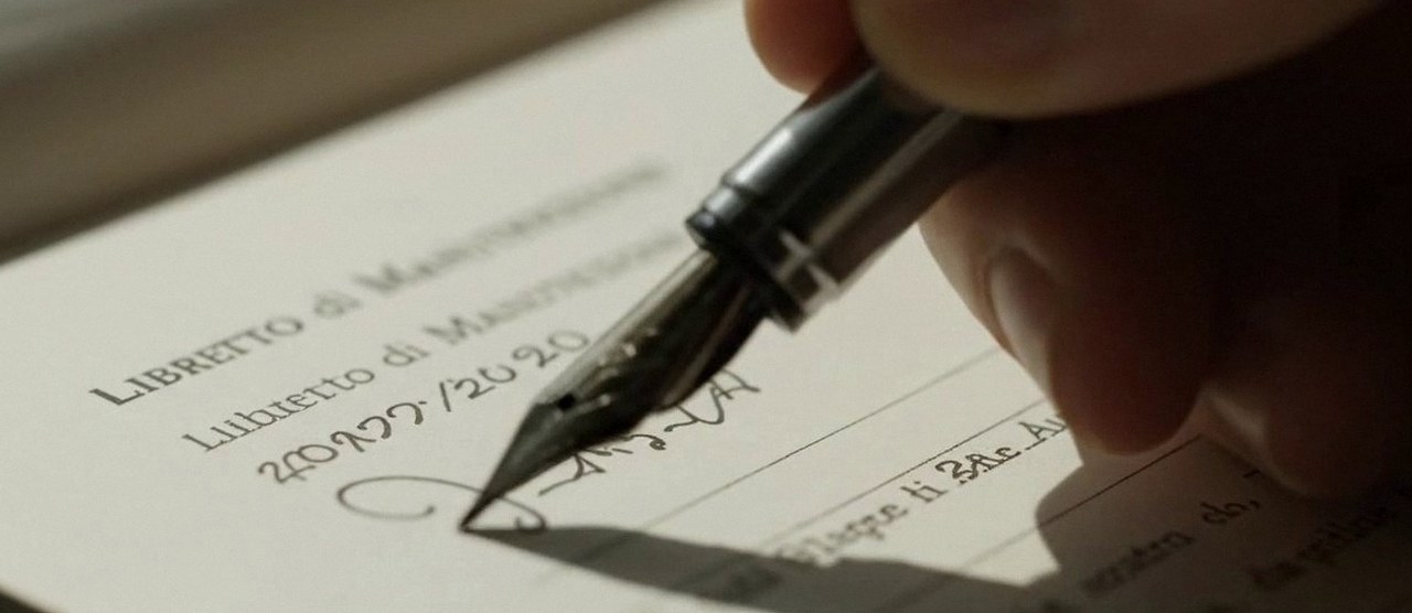 Firma sul libretto dell'impianto dopo l'intervento, per la dichiarazione di conformità di una caldaia Viessmann a Valeggio sul Mincio