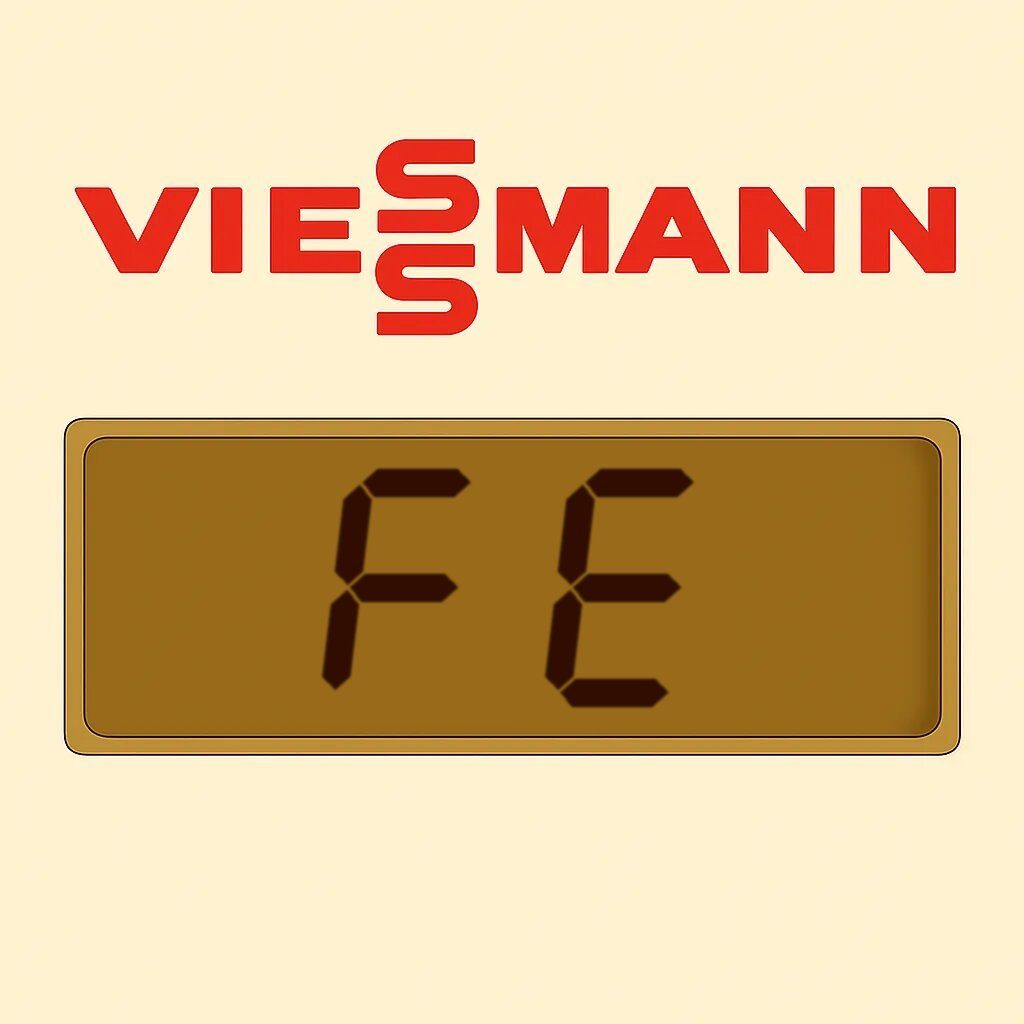 Display di una caldaia Viessmann con il codice errore FE: disturbo elettromagnetico o scheda